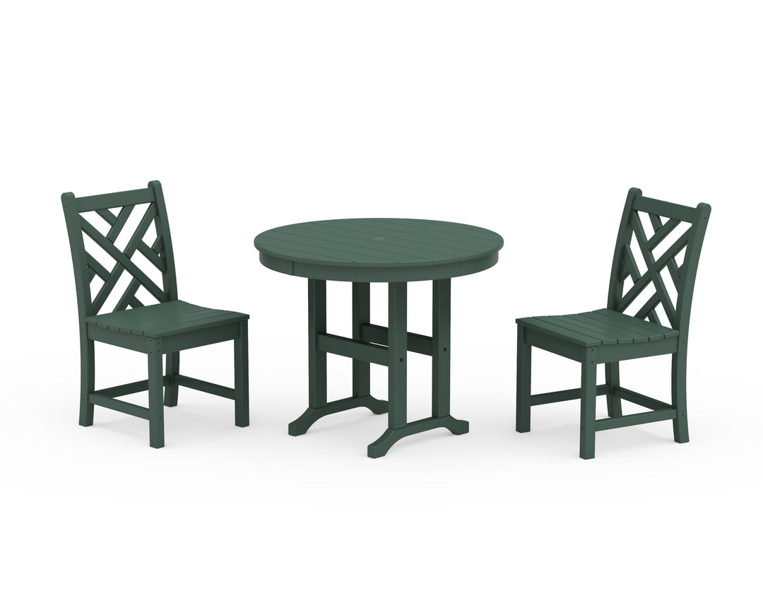 POLYWOOD® Chippendale Side Chair 3-Piece Round Dining Set