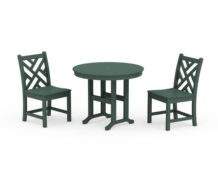 POLYWOOD® Chippendale Side Chair 3-Piece Round Dining Set
