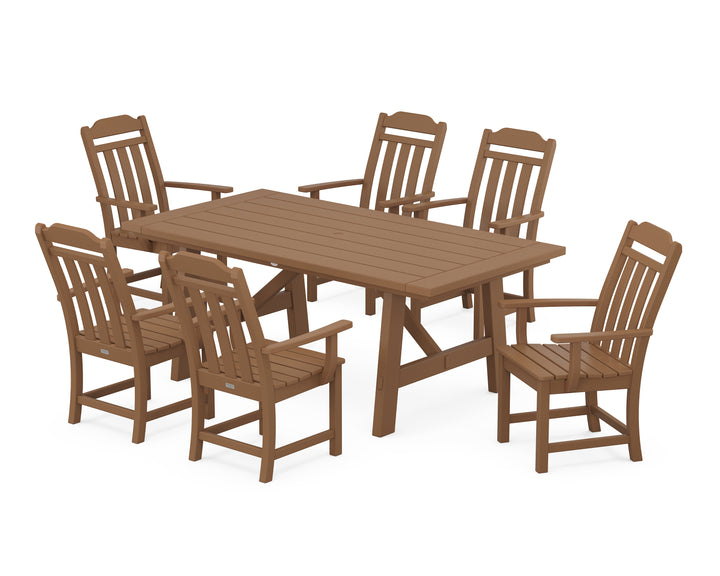 Country Living Cottage Arm Chair 7-Piece Rustic Farmhouse Dining Set