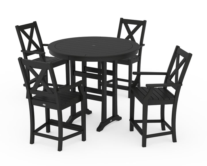 POLYWOOD® Braxton 5-Piece Nautical Trestle Arm Chair Counter Set