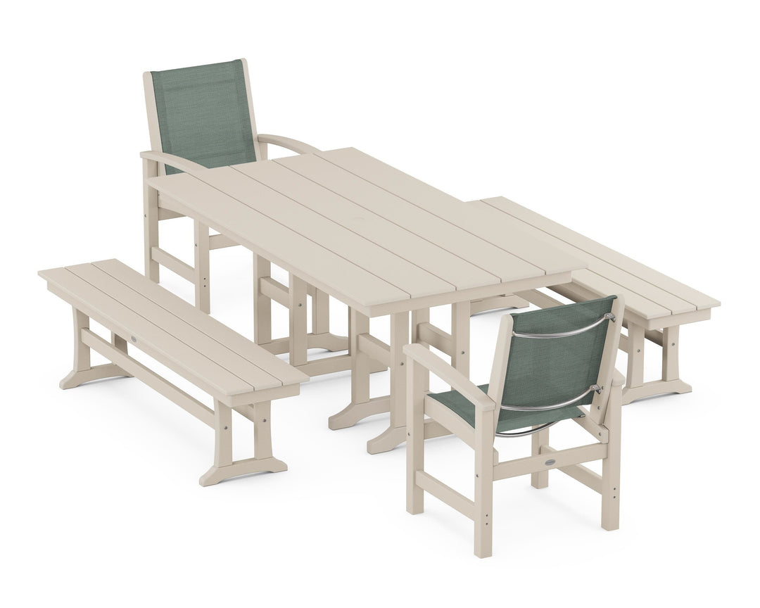 POLYWOOD® Coastal 5-Piece Farmhouse Dining Set