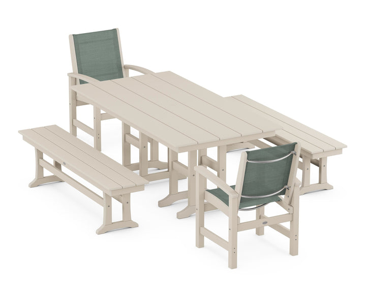 POLYWOOD® Coastal 5-Piece Farmhouse Dining Set