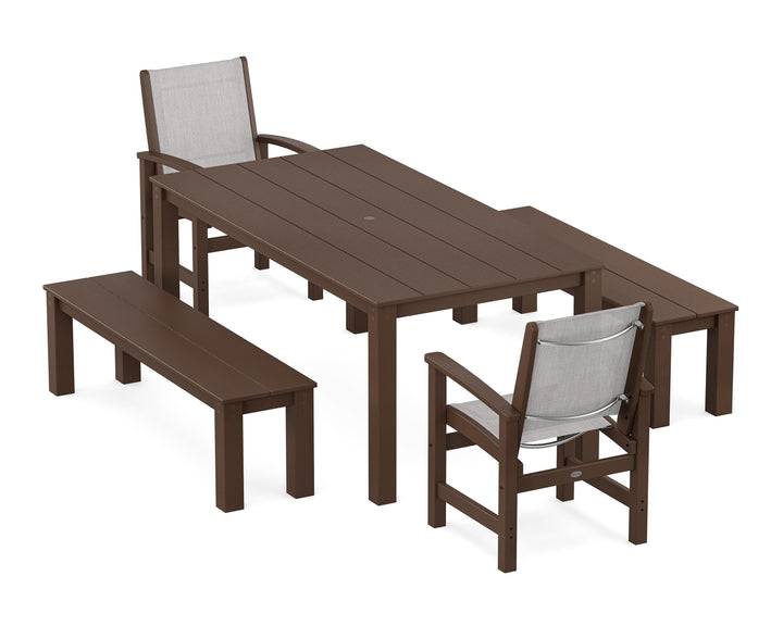 POLYWOOD® Coastal 5-Piece Parsons Dining Set with Benches
