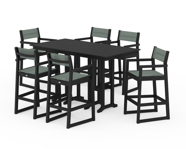 POLYWOOD® EDGE Sling Arm Chair 7-Piece Farmhouse Bar Set