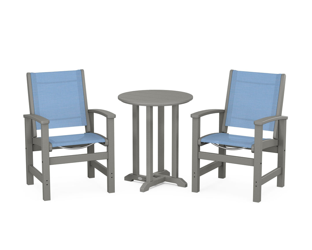 POLYWOOD® Coastal 3-Piece Round Bistro Dining Set