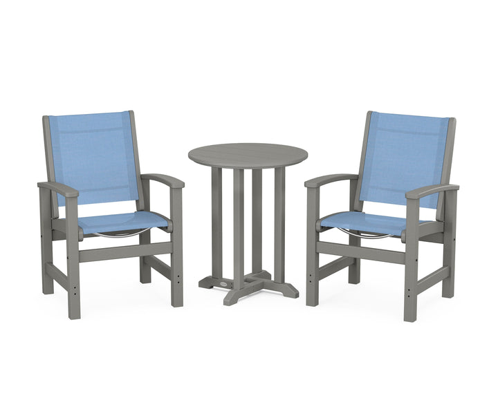 POLYWOOD® Coastal 3-Piece Round Bistro Dining Set