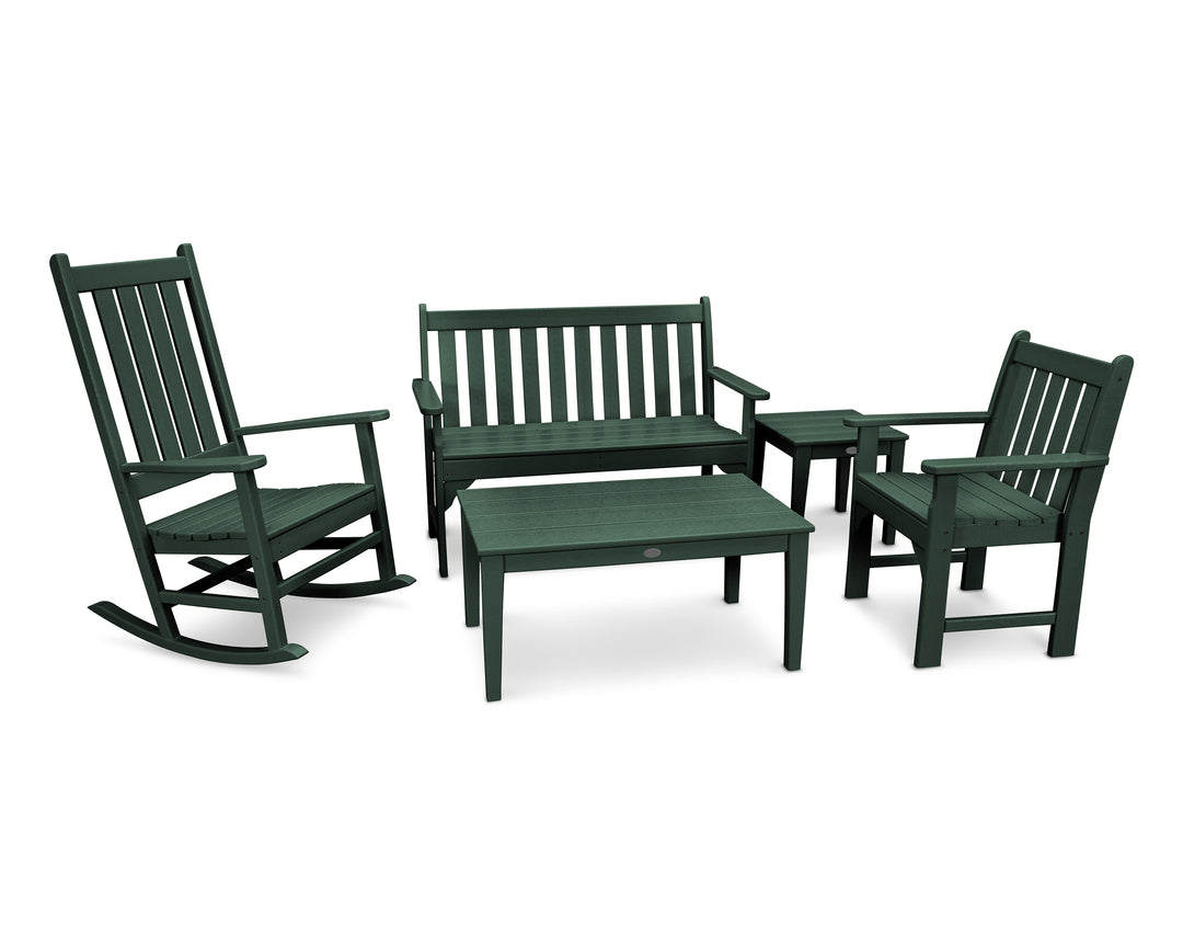 POLYWOOD® Vineyard 5-Piece Bench & Rocking Chair Set