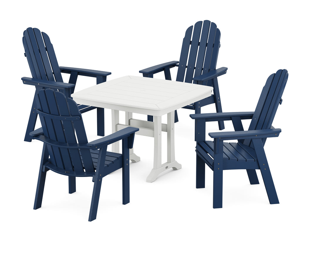POLYWOOD® Vineyard Adirondack 5-Piece Dining Set with Trestle Legs