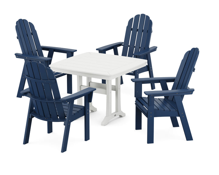 POLYWOOD® Vineyard Adirondack 5-Piece Dining Set with Trestle Legs