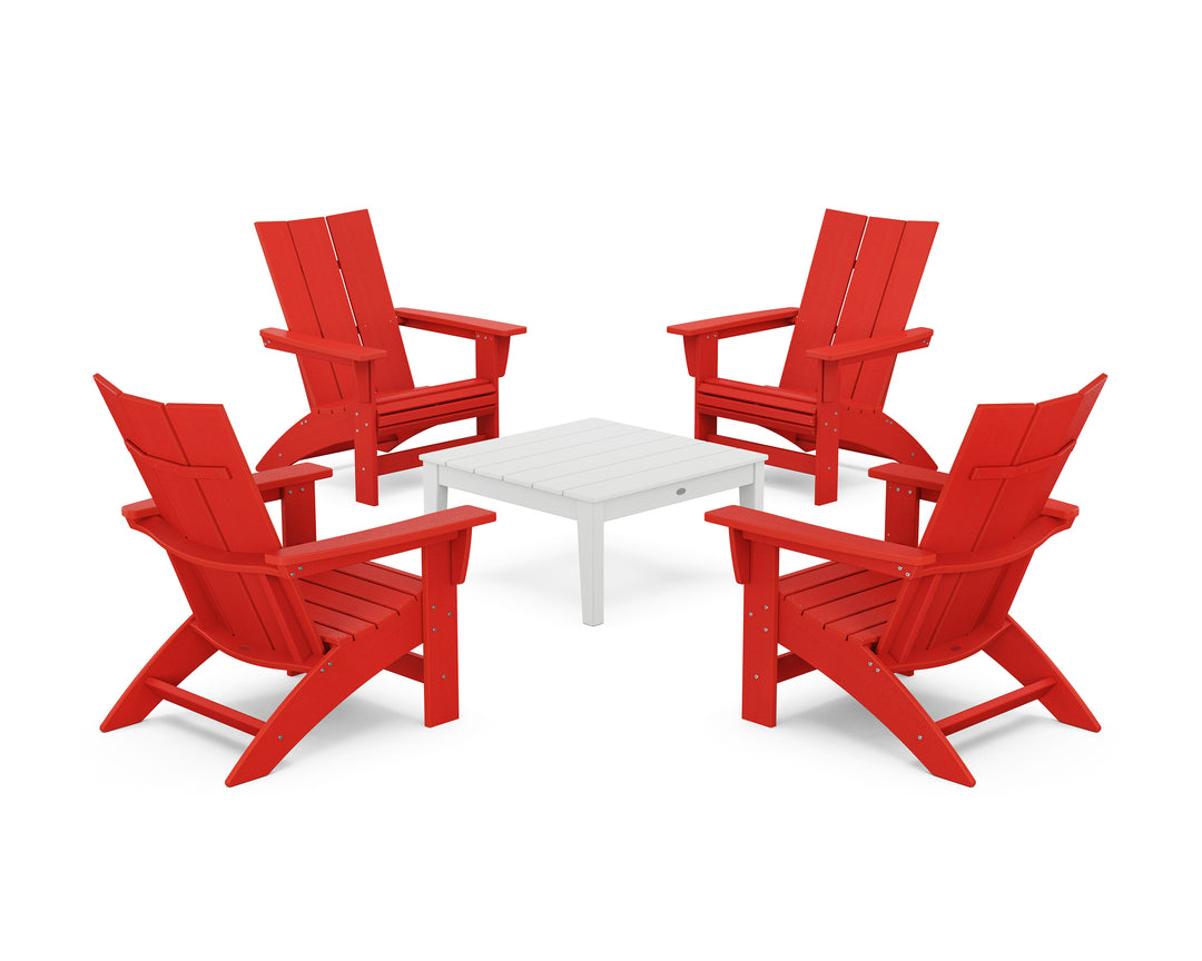 POLYWOOD® 5-Piece Modern Grand Adirondack Chair Conversation Group