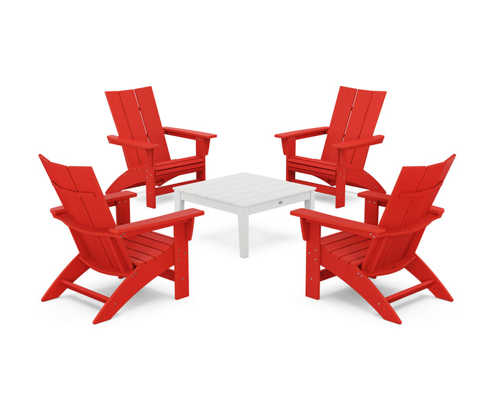 POLYWOOD® 5-Piece Modern Grand Adirondack Chair Conversation Group