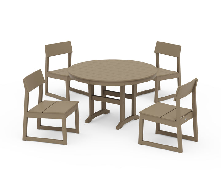 POLYWOOD® EDGE Side Chair 5-Piece Round Farmhouse Dining Set