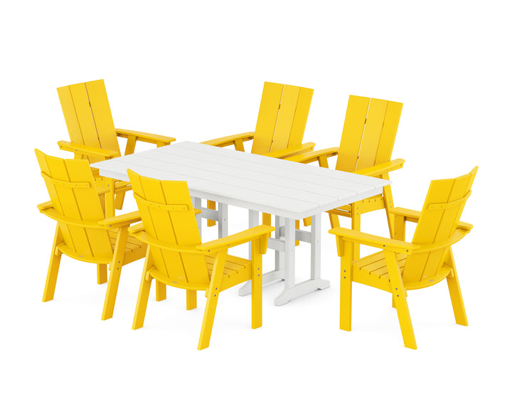 POLYWOOD® Modern Curveback Adirondack 7-Piece Farmhouse Dining Set