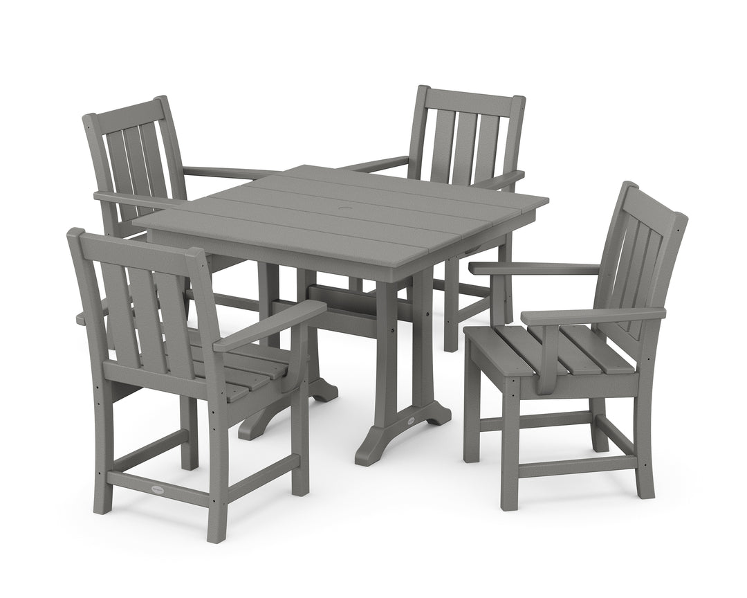 POLYWOOD® Oxford 5-Piece Farmhouse Dining Set with Trestle Legs