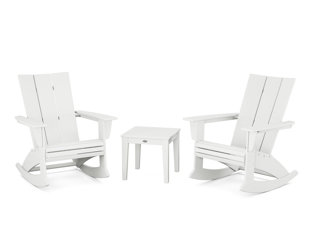 POLYWOOD® Modern Curveback 3-Piece Adirondack Rocking Chair Set
