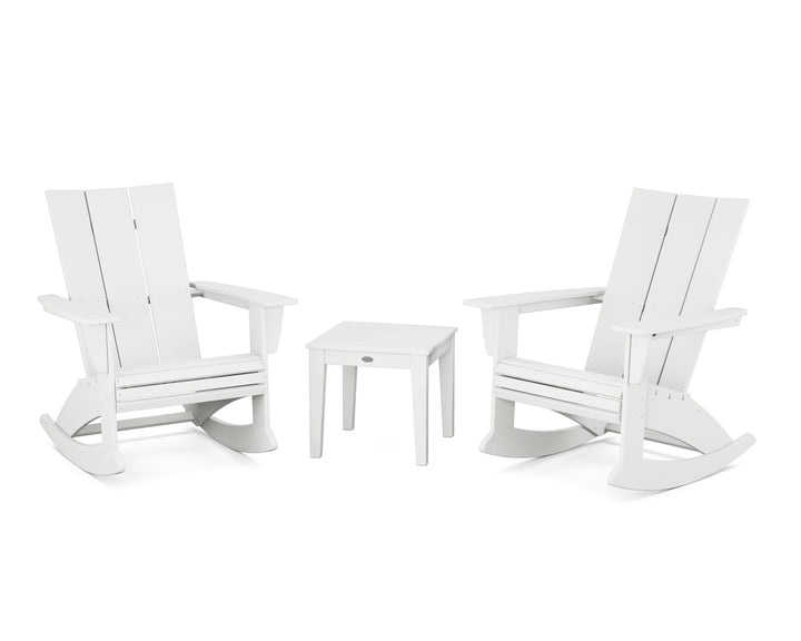 POLYWOOD® Modern Curveback 3-Piece Adirondack Rocking Chair Set