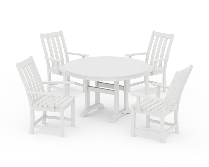 POLYWOOD® Vineyard 5-Piece Round Dining Set with Trestle Legs