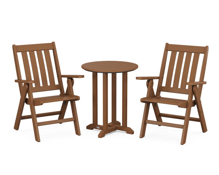 POLYWOOD® Vineyard Folding Chair 3-Piece Round Bistro Dining Set