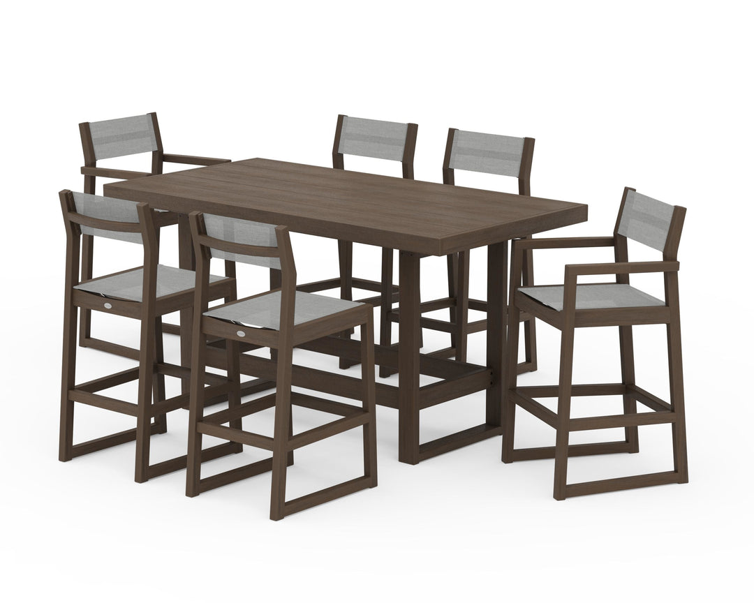 POLYWOOD® EDGE Sling 7-Piece Bar Table Set