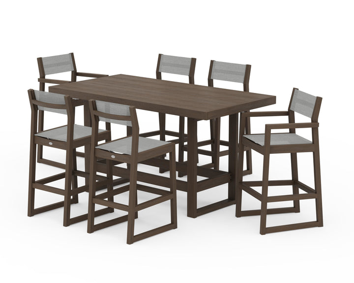POLYWOOD® EDGE Sling 7-Piece Bar Table Set
