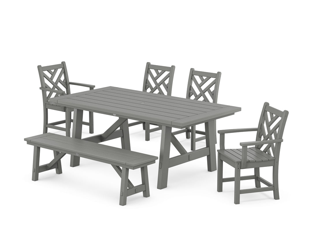 POLYWOOD® Chippendale 6-Piece Rustic Farmhouse Dining Set With Bench