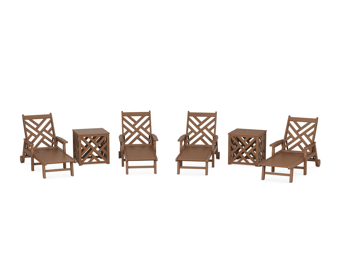 POLYWOOD® Chippendale 6-Piece Chaise Set with Umbrella Stand Accent Table