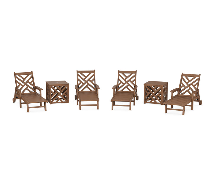POLYWOOD® Chippendale 6-Piece Chaise Set with Umbrella Stand Accent Table