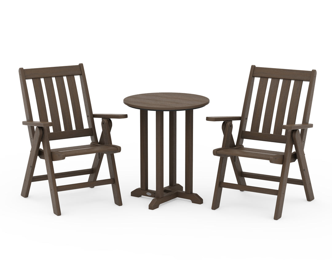 POLYWOOD® Vineyard Folding Chair 3-Piece Round Bistro Dining Set