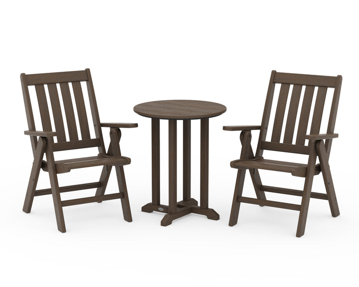 POLYWOOD® Vineyard Folding Chair 3-Piece Round Bistro Dining Set