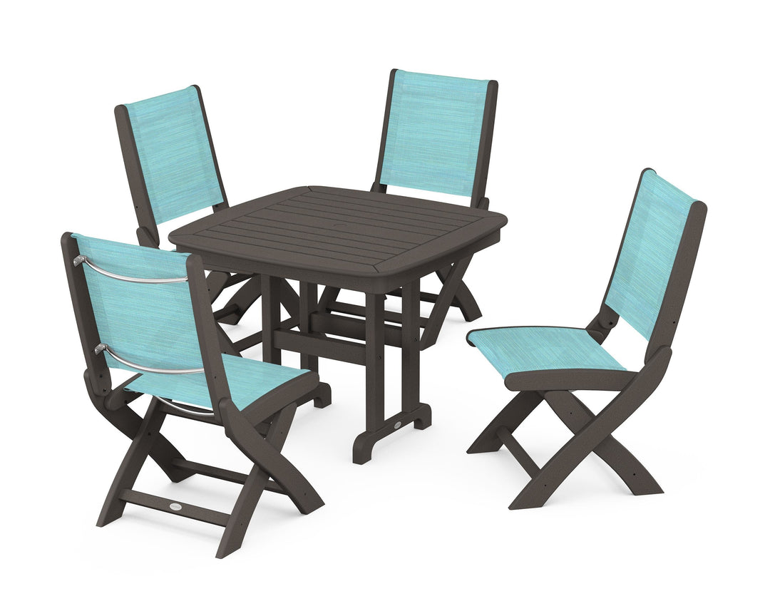 POLYWOOD® Coastal Folding Side Chair 5-Piece Dining Set
