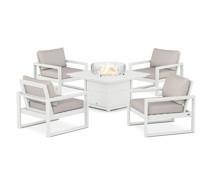 POLYWOOD® EDGE Sectional 5-Piece Deep Seating Set with Fire Pit Table