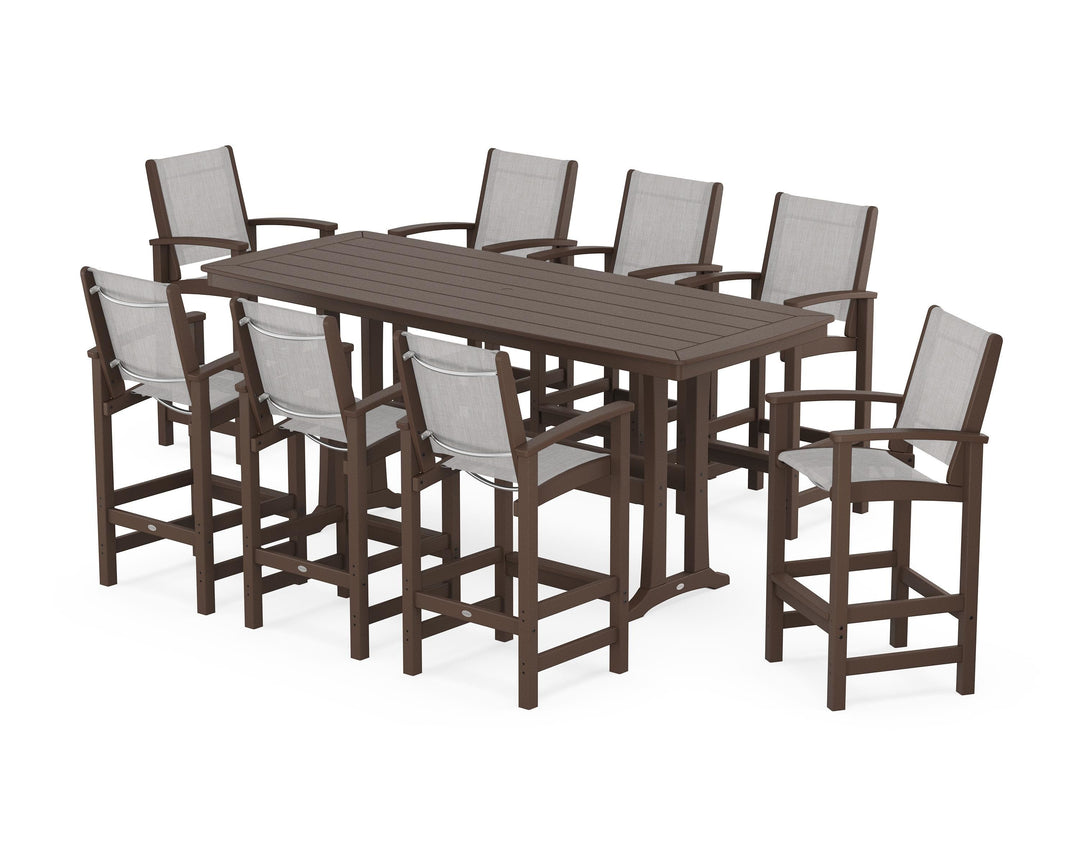 POLYWOOD® Coastal 9-Piece Bar Set with Trestle Legs