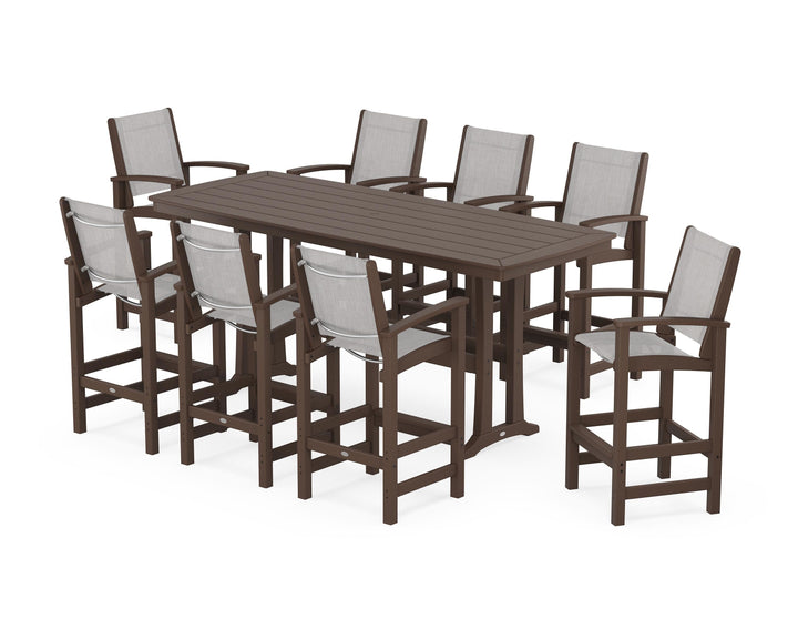 POLYWOOD® Coastal 9-Piece Bar Set with Trestle Legs