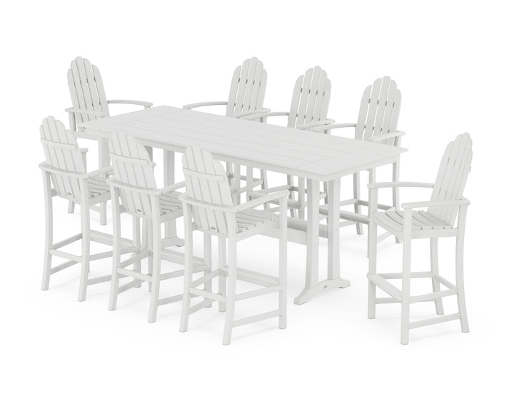 POLYWOOD® Classic Adirondack 9-Piece Farmhouse Bar Set with Trestle Legs