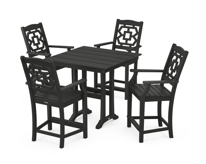 Martha Stewart by POLYWOOD® Chinoiserie 5-Piece Farmhouse Counter Set with Trestle Legs