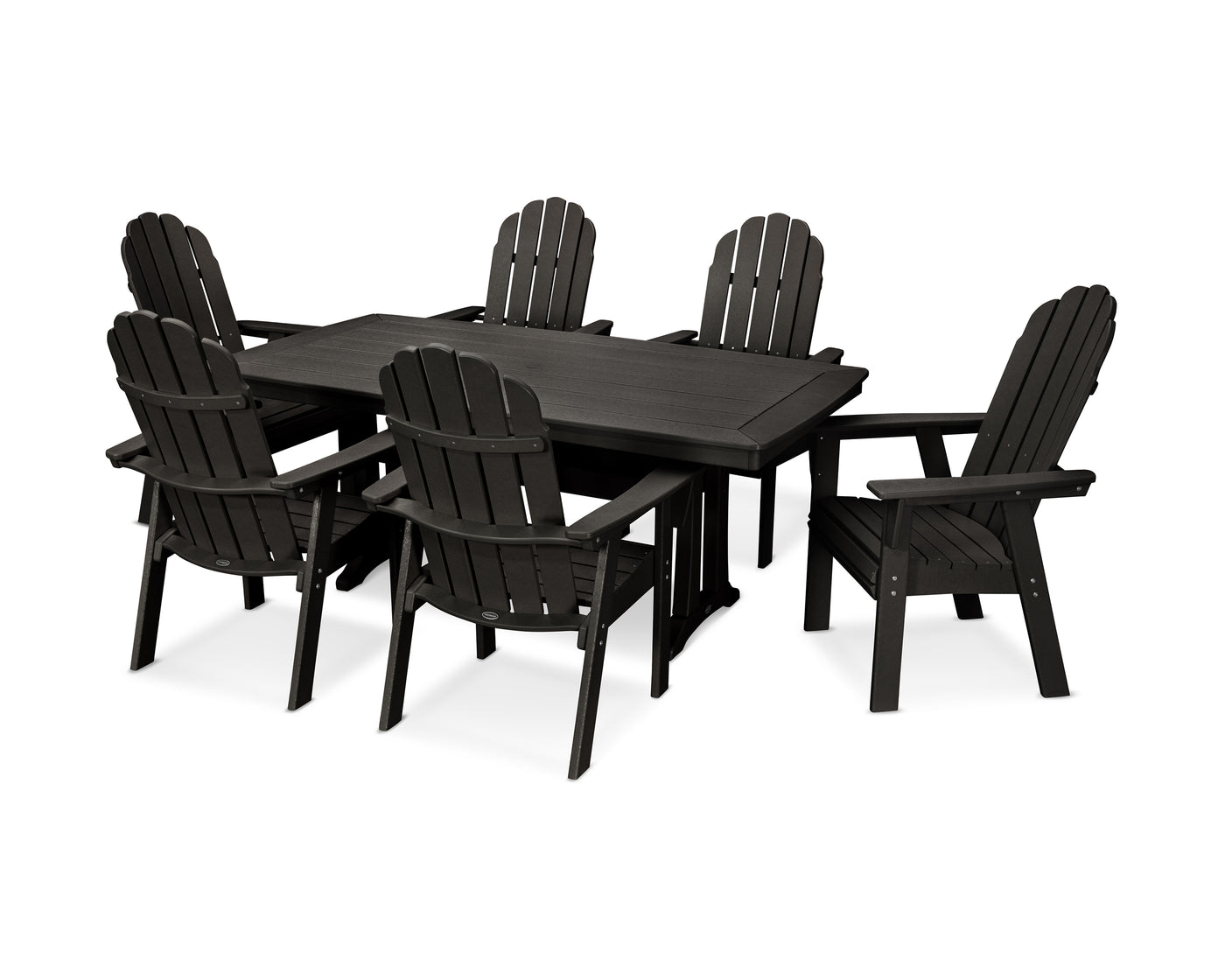 Vineyard Curveback Adirondack 7-Piece Dining Set with Trestle Legs