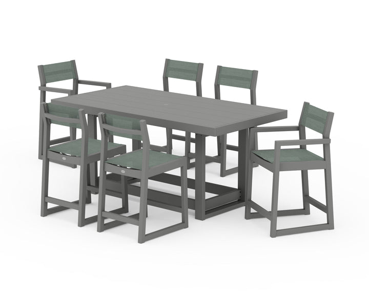 POLYWOOD® EDGE Sling 7-Piece Counter Table Set