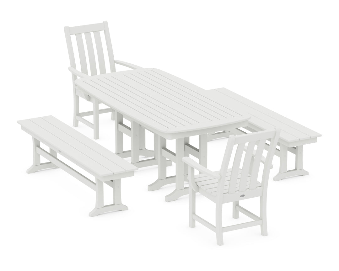 POLYWOOD® Vineyard 5-Piece Dining Set with Benches