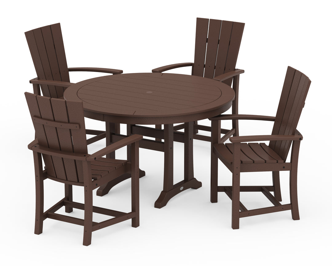 POLYWOOD® Quattro 5-Piece Round Dining Set with Trestle Legs