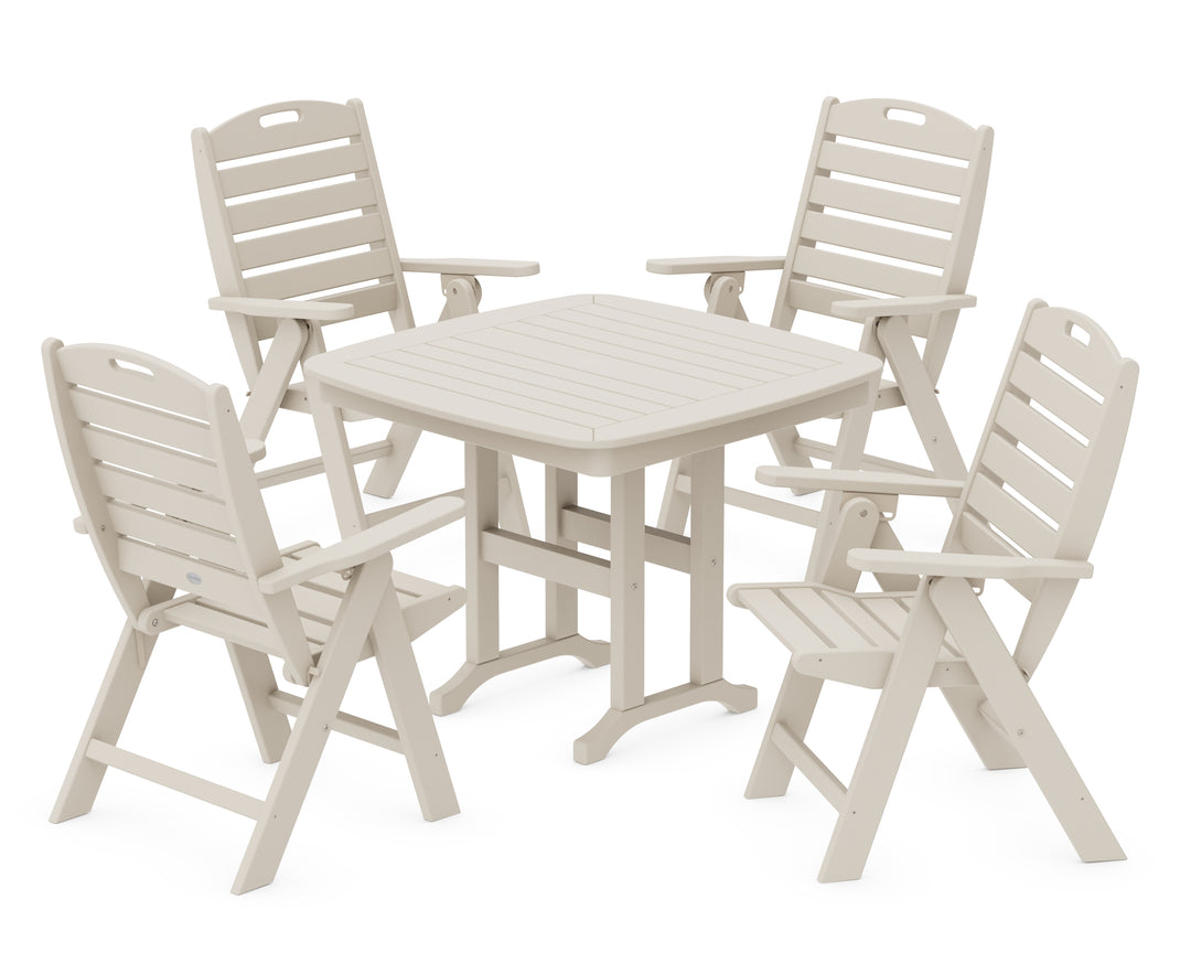 POLYWOOD® Nautical Folding Highback Chair 5-Piece Dining Set