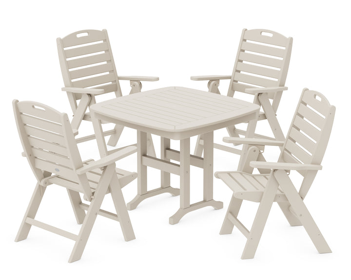 POLYWOOD® Nautical Folding Highback Chair 5-Piece Dining Set