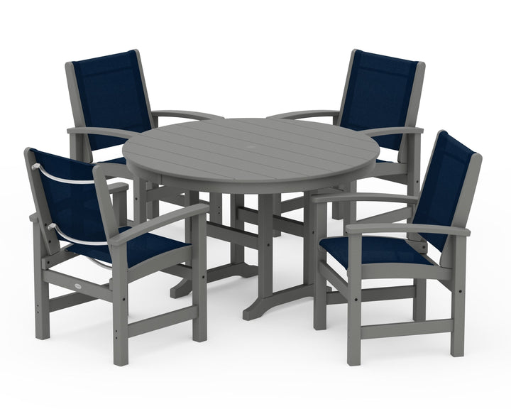 POLYWOOD® Coastal 5-Piece Round Farmhouse Dining Set