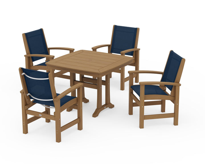 POLYWOOD® Coastal 5-Piece Dining Set with Trestle Legs