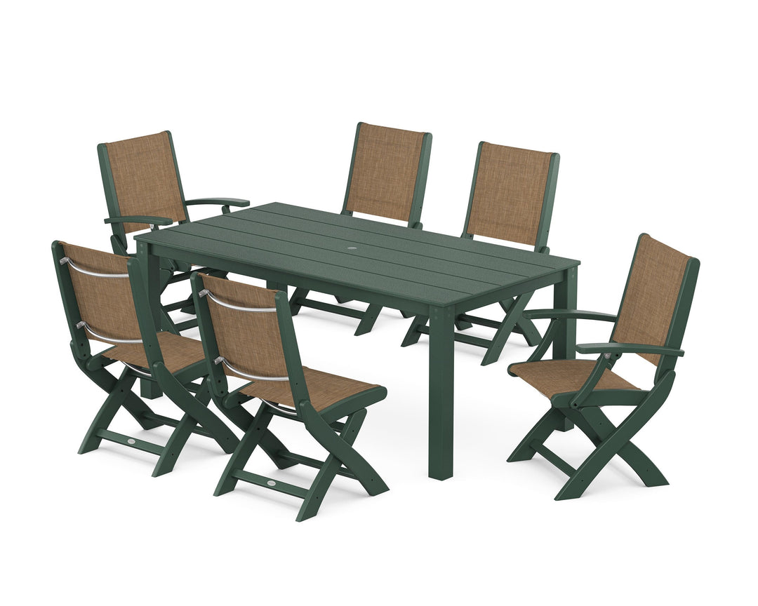 POLYWOOD® Coastal Folding Chair 7-Piece Parsons Dining Set