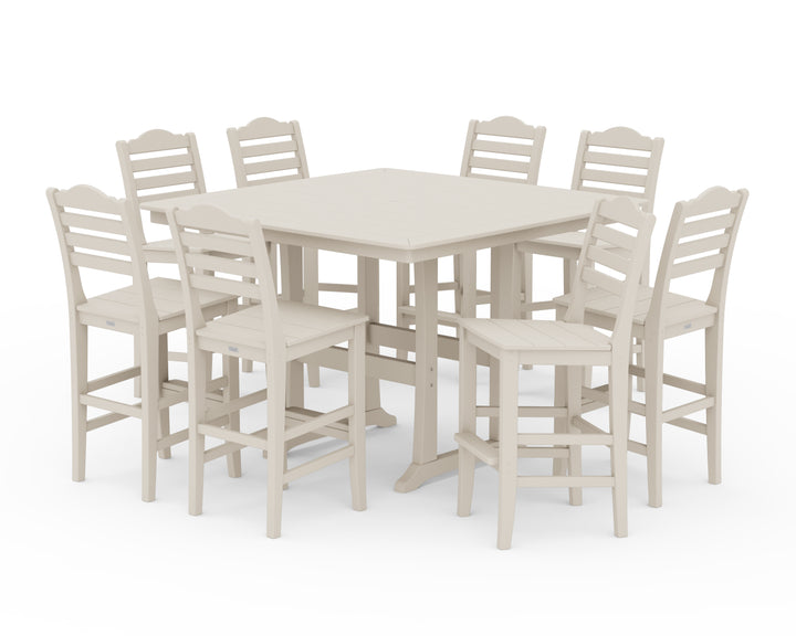 Draper James™ by  POLYWOOD® Savannah Side Chair 9-Piece Square Bar Set with Trestle Legs