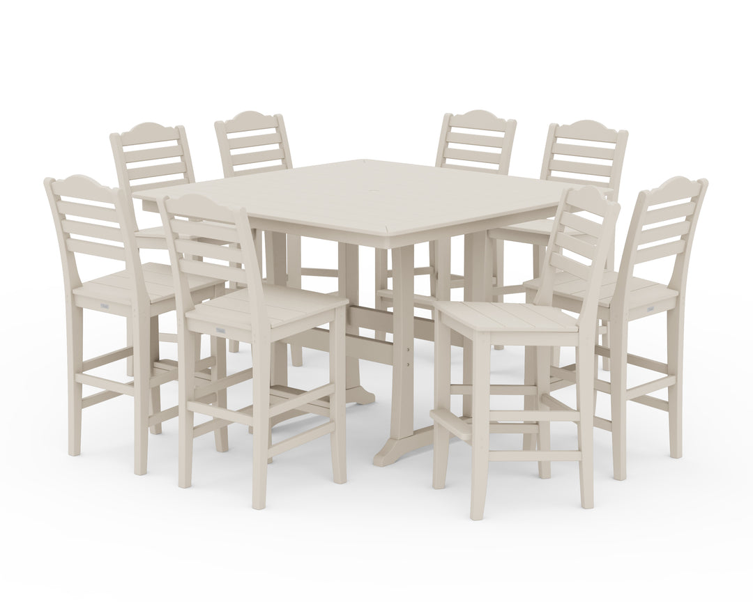 Draper James™ by  POLYWOOD® Savannah Side Chair 9-Piece Square Bar Set with Trestle Legs