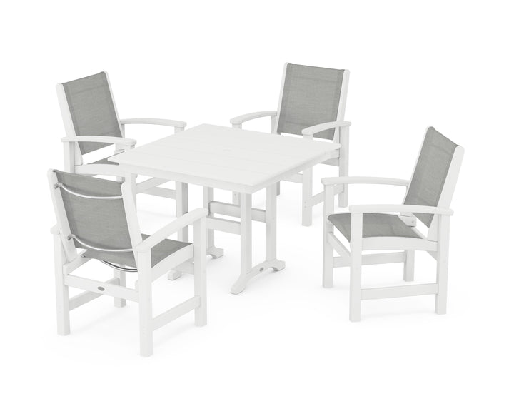 POLYWOOD® Coastal 5-Piece Farmhouse Dining Set