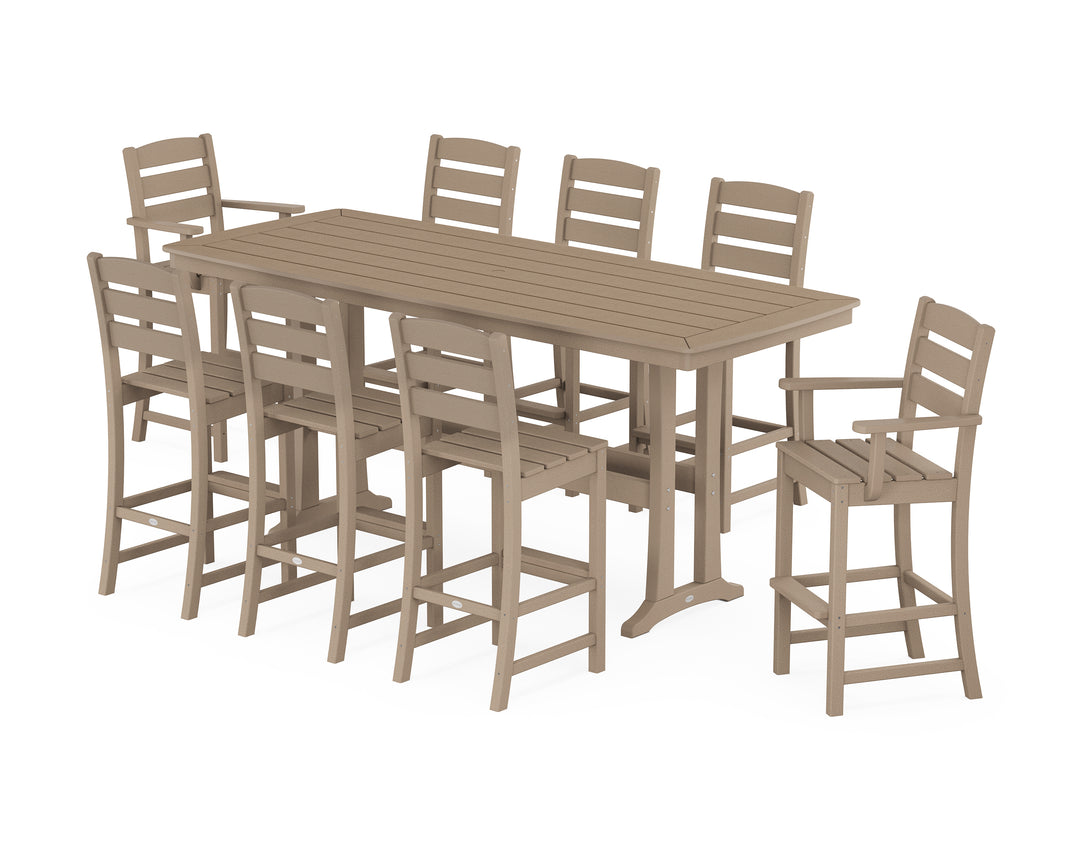 POLYWOOD® Lakeside 9-Piece Bar Set with Trestle Legs