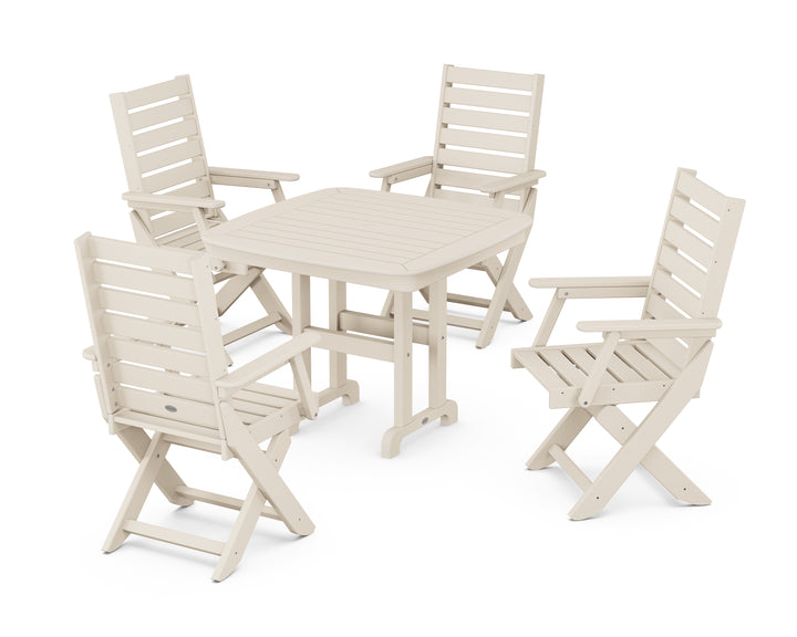 POLYWOOD® Captain Folding Chair 5-Piece Dining Set