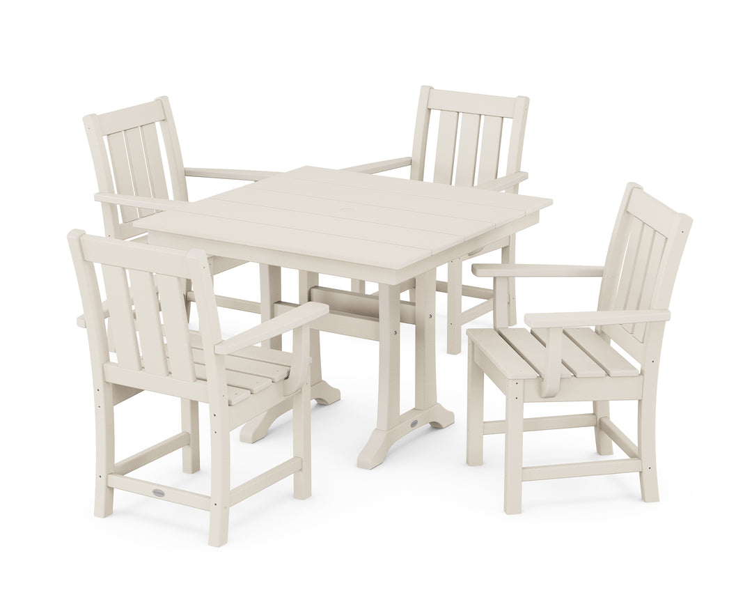 POLYWOOD® Oxford 5-Piece Farmhouse Dining Set with Trestle Legs